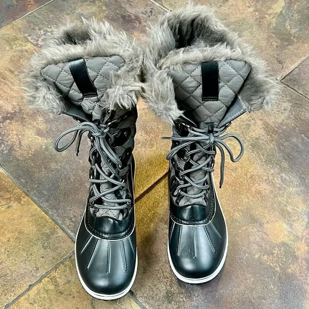 Womens Winter Boots Faux Fur Warm Insulated Water Resistant 7.5